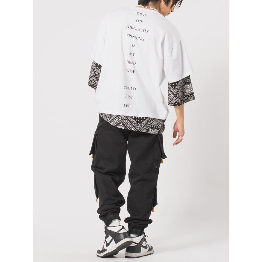 ビッグシルエットバンダナレイヤードTシャツ メンズ ビッグシルエット オーバーサイズ ストリート系 韓国ファッション 韓国系 RE730 セブンサーティー | RE730 | 09