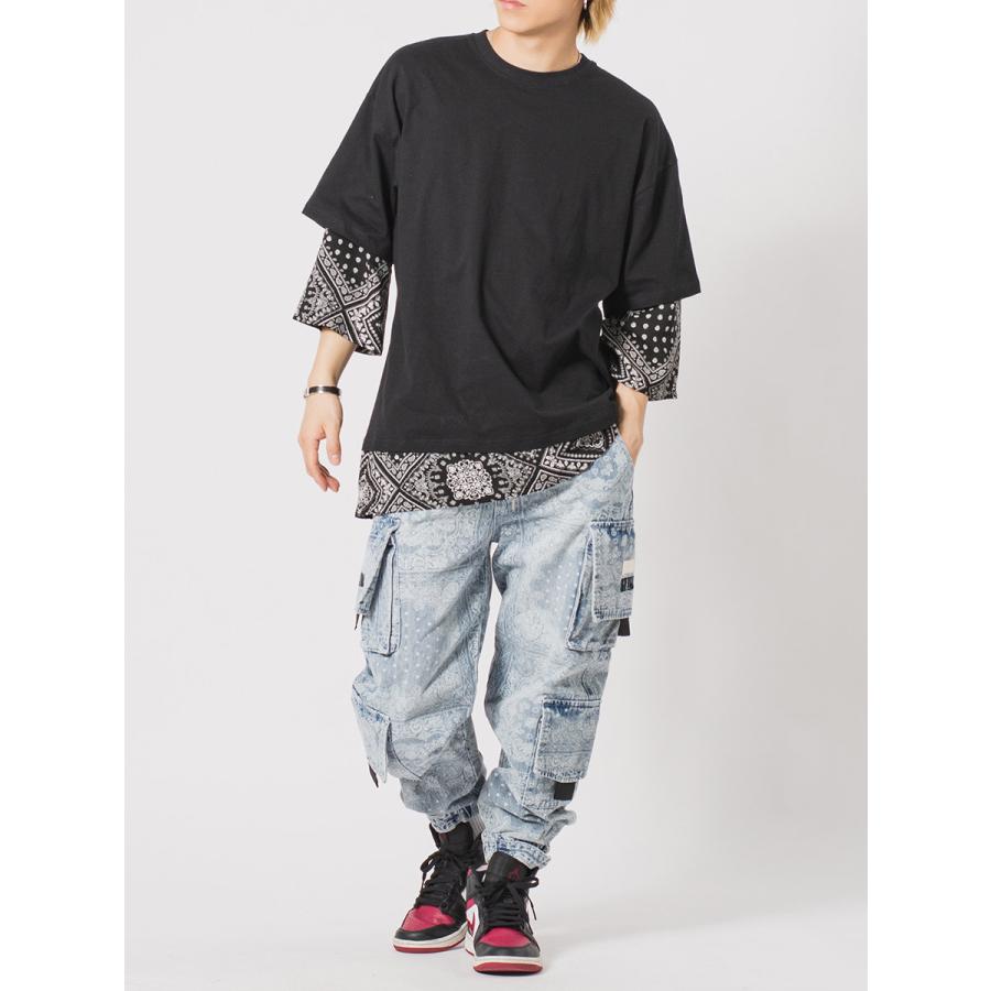 ビッグシルエットバンダナレイヤードTシャツ メンズ ビッグシルエット オーバーサイズ ストリート系 韓国ファッション 韓国系 RE730 セブンサーティー | RE730 | 10