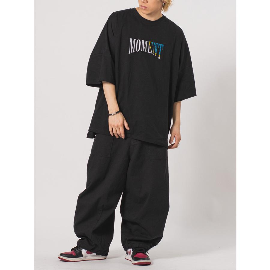 RE730 MOMENTサガラ刺繍モンスターシルエットTシャツ メンズ ビッグ