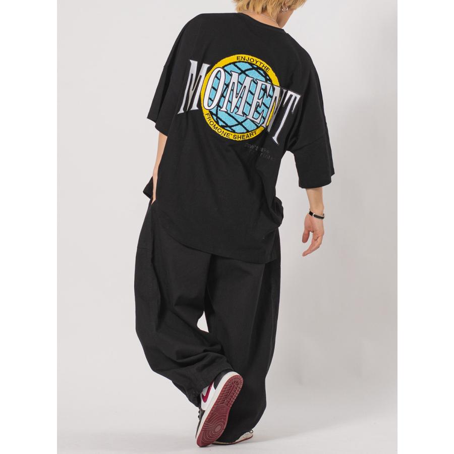 MOMENTサガラ刺繍モンスターシルエットTシャツ メンズ ビッグシルエット オーバーサイズ ストリート系 韓国ファッション 韓国系 RE730 セブンサーティー | RE730 | 18
