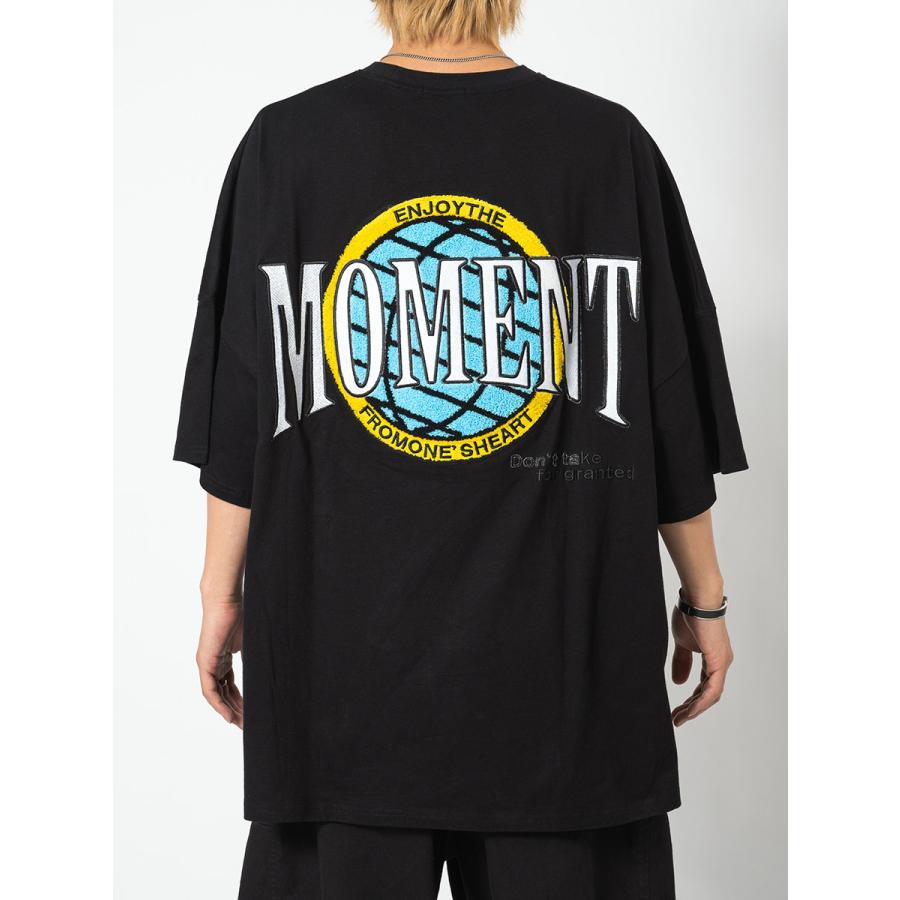 RE730 MOMENTサガラ刺繍モンスターシルエットTシャツ メンズ ビッグ