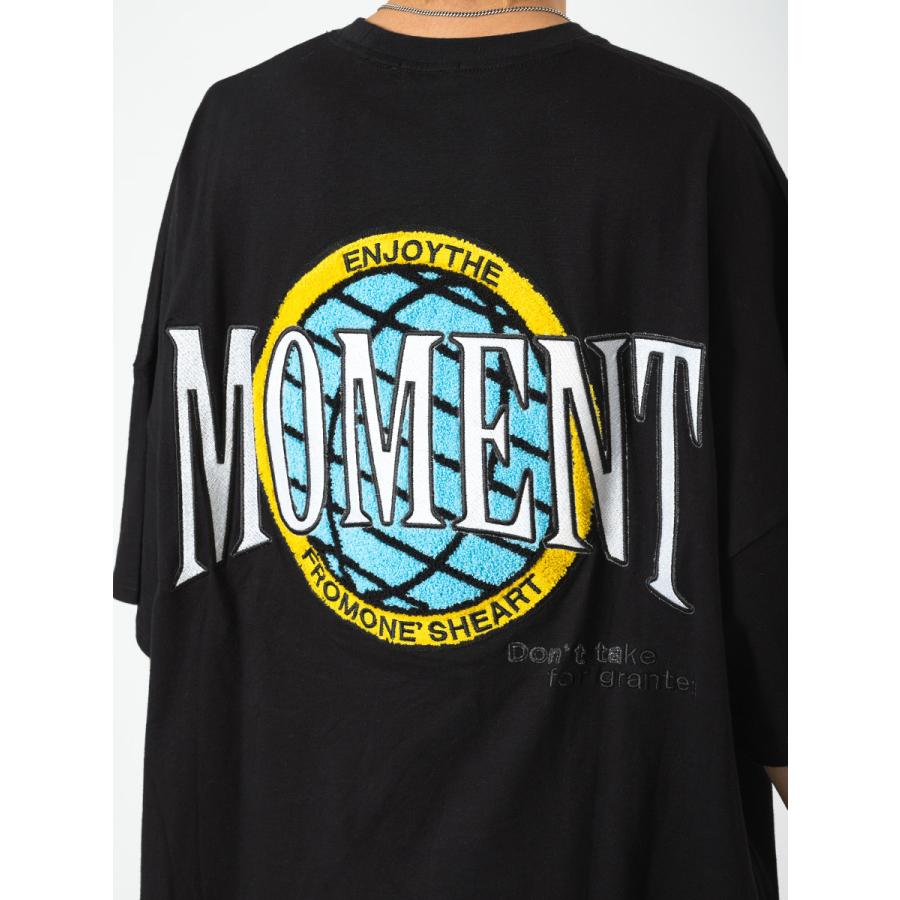 MOMENTサガラ刺繍モンスターシルエットTシャツ メンズ ビッグシルエット オーバーサイズ ストリート系 韓国ファッション 韓国系 RE730 セブンサーティー | RE730 | 22