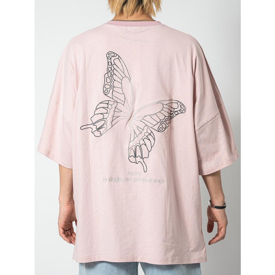 バタフライ刺繍モンスターシルエットTシャツ メンズ ビッグシルエット オーバーサイズ ストリート系 韓国ファッション 韓国系 RE730 セブンサーティー | RE730 | 21