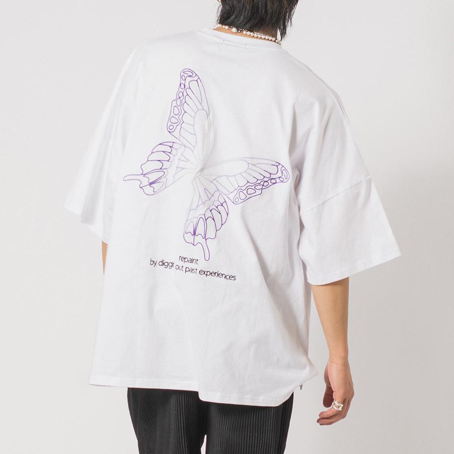 バタフライ刺繍モンスターシルエットTシャツ メンズ ビッグシルエット オーバーサイズ ストリート系 韓国ファッション 韓国系 RE730 セブンサーティー | RE730 | 04