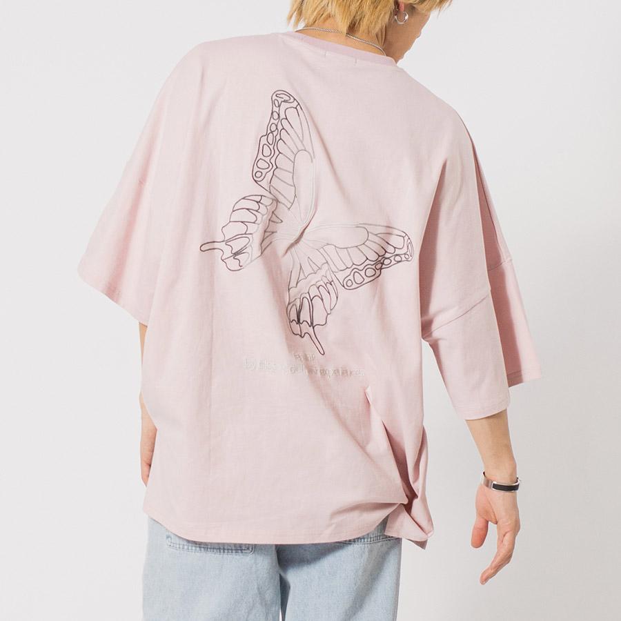 バタフライ刺繍モンスターシルエットTシャツ メンズ ビッグシルエット オーバーサイズ ストリート系 韓国ファッション 韓国系 RE730 セブンサーティー | RE730 | 05