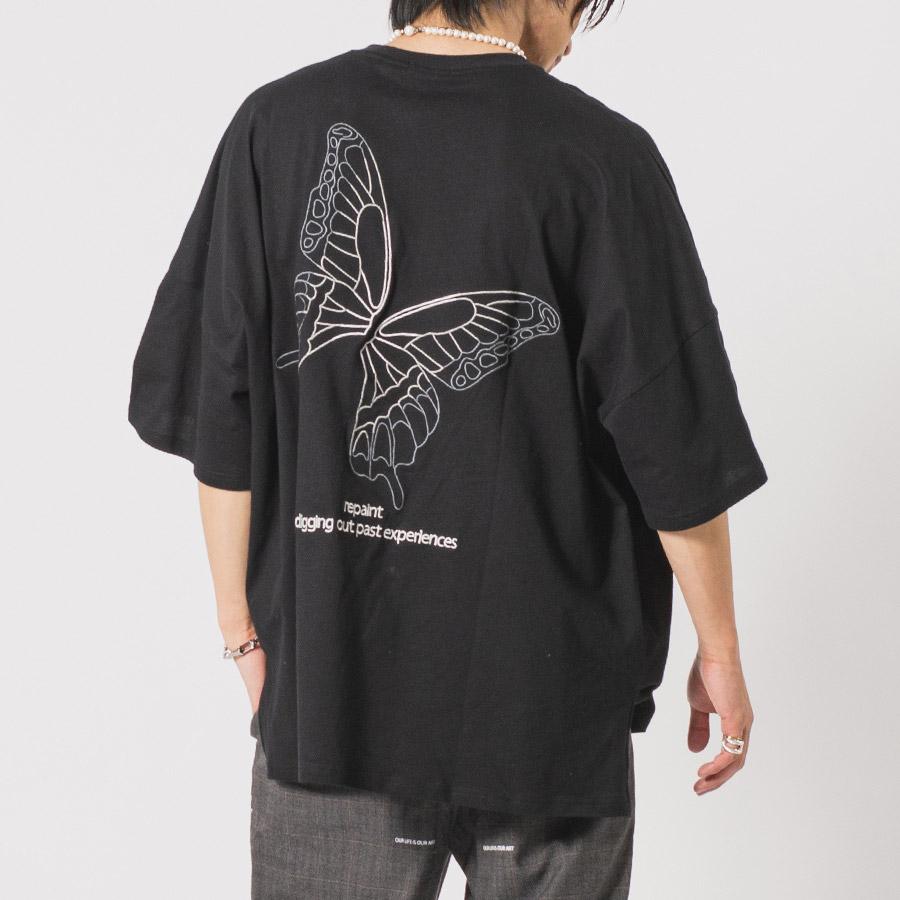 バタフライ刺繍モンスターシルエットTシャツ メンズ ビッグシルエット オーバーサイズ ストリート系 韓国ファッション 韓国系 RE730 セブンサーティー | RE730 | 06