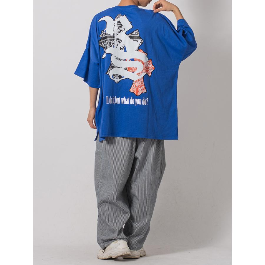 クロスアップリケモンスターシルエットTシャツ メンズ ビッグシルエット オーバーサイズ ストリート系 韓国ファッション 韓国系 RE730 セブンサーティー | RE730 | 15