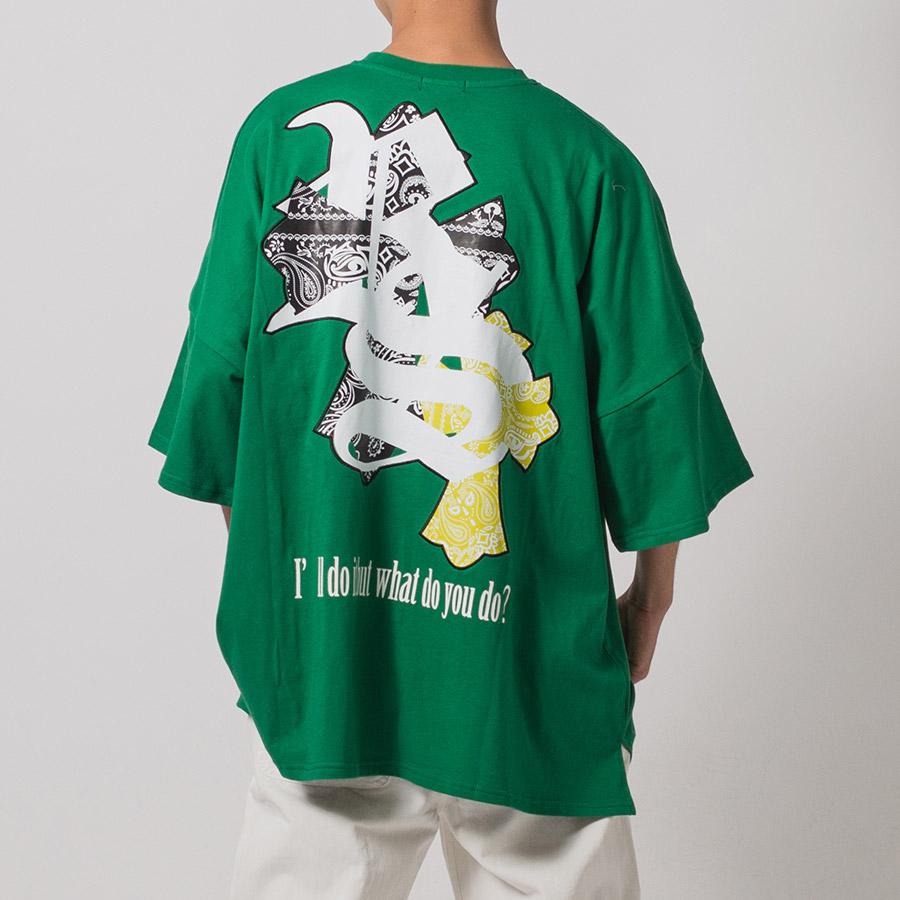 クロスアップリケモンスターシルエットTシャツ メンズ ビッグシルエット オーバーサイズ ストリート系 韓国ファッション 韓国系 RE730 セブンサーティー | RE730 | 06