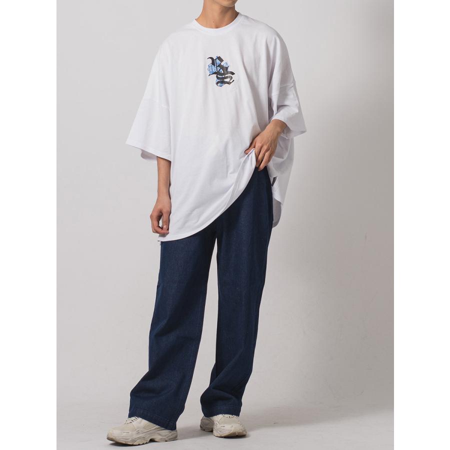 RE730 クロスアップリケモンスターシルエットTシャツ メンズ ビッグ 