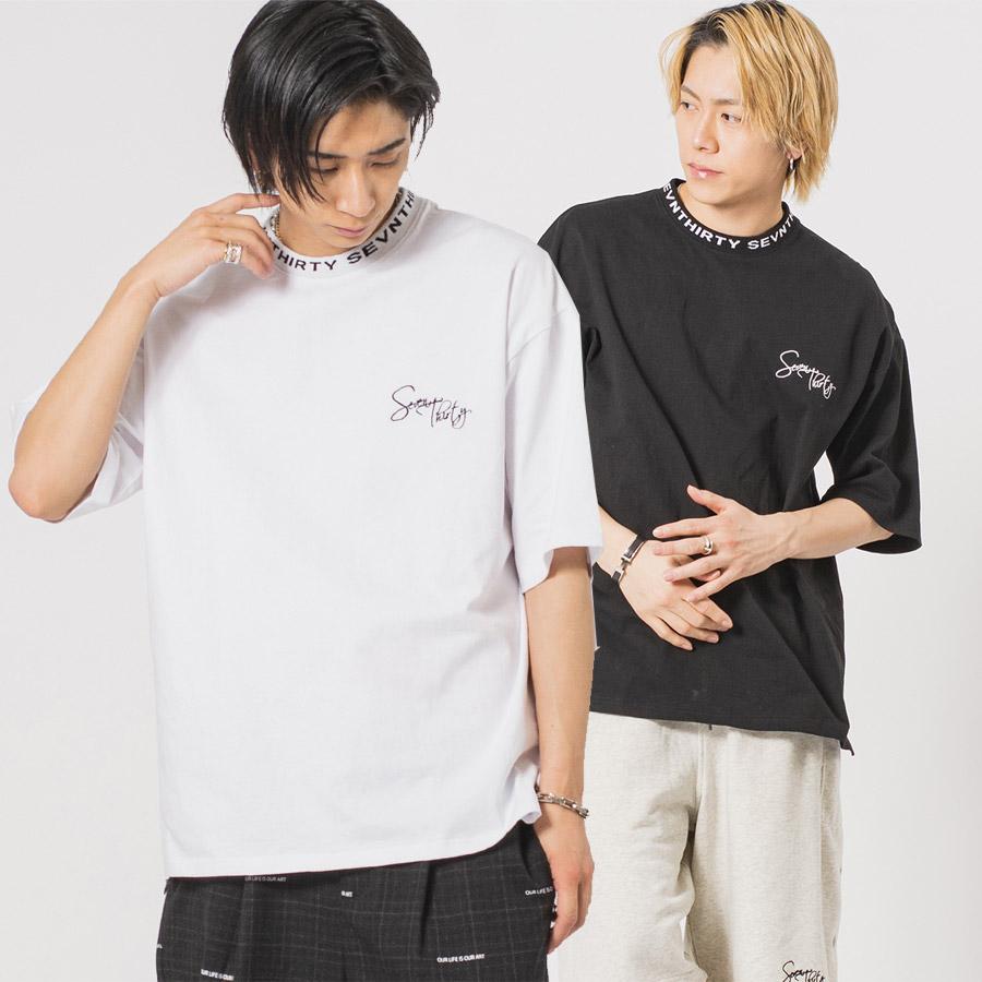 ジャガードリブデザインビッグTシャツ メンズ ビッグシルエット オーバーサイズ ストリート系 韓国ファッション 韓国系 RE730 セブンサーティー | RE730