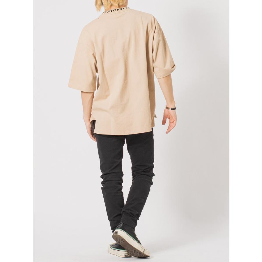 ジャガードリブデザインビッグTシャツ メンズ ビッグシルエット オーバーサイズ ストリート系 韓国ファッション 韓国系 RE730 セブンサーティー | RE730 | 14
