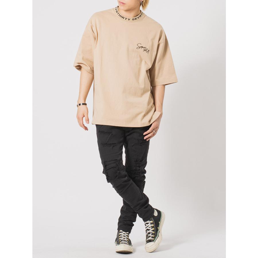 ジャガードリブデザインビッグTシャツ メンズ ビッグシルエット オーバーサイズ ストリート系 韓国ファッション 韓国系 RE730 セブンサーティー | RE730 | 11