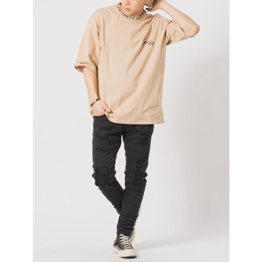 ジャガードリブデザインビッグTシャツ メンズ ビッグシルエット オーバーサイズ ストリート系 韓国ファッション 韓国系 RE730 セブンサーティー | RE730 | 12