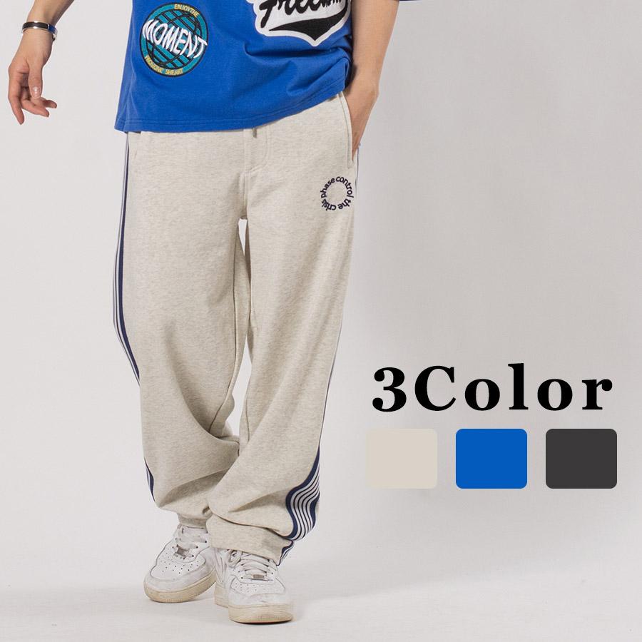 裏毛ラインストレートパンツ メンズ ワイドパンツ ビッグシルエット オーバーサイズ ストリート系 韓国ファッション 韓国系 RE730 セブンサーティー | RE730