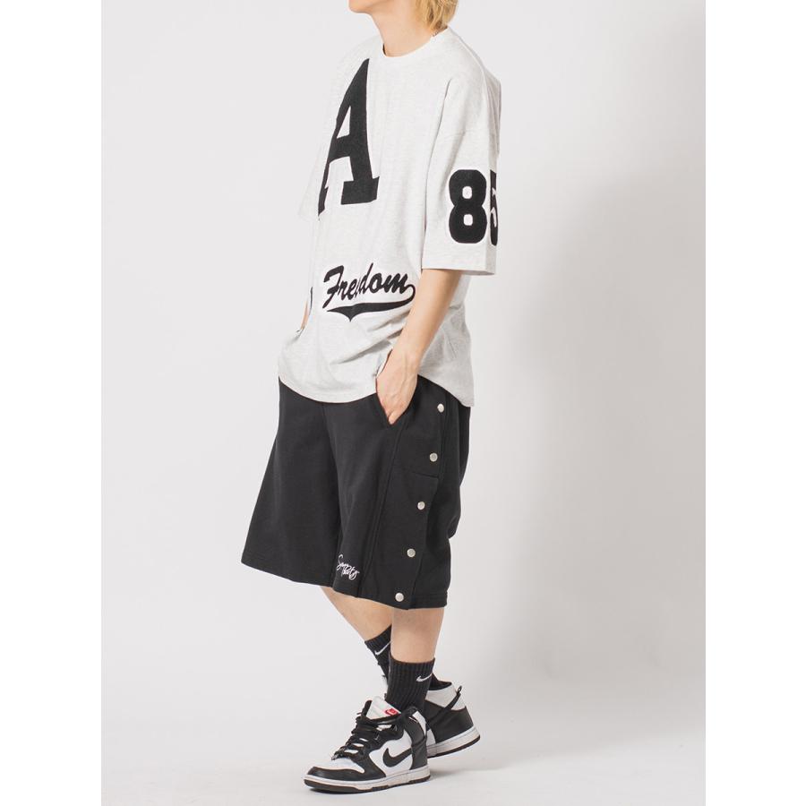 裏毛サイドスナップジムショーツ メンズ ショートパンツ ワイドパンツ ビッグシルエット ストリート系 韓国ファッション 韓国系 RE730 セブンサーティー | RE730 | 19