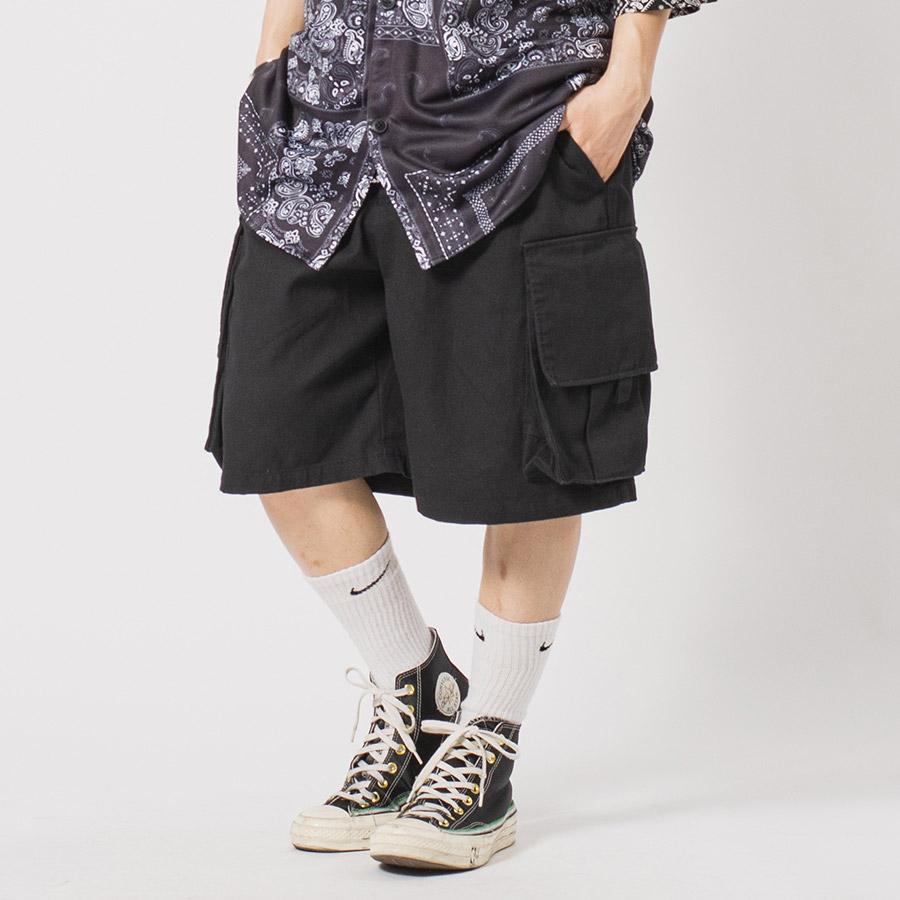 カーゴカラーショートパンツ メンズ ワイドパンツ ビッグシルエット オーバーサイズ ストリート系 韓国ファッション 韓国系 RE730 セブンサーティー | RE730 | 08