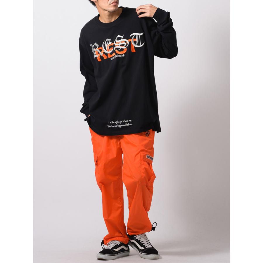 天竺刺繍ロングスリーブTシャツ メンズ ビッグシルエット オーバーサイズ ストリート系 韓国ファッション 韓国系 RE730 セブンサーティー | RE730 | 15