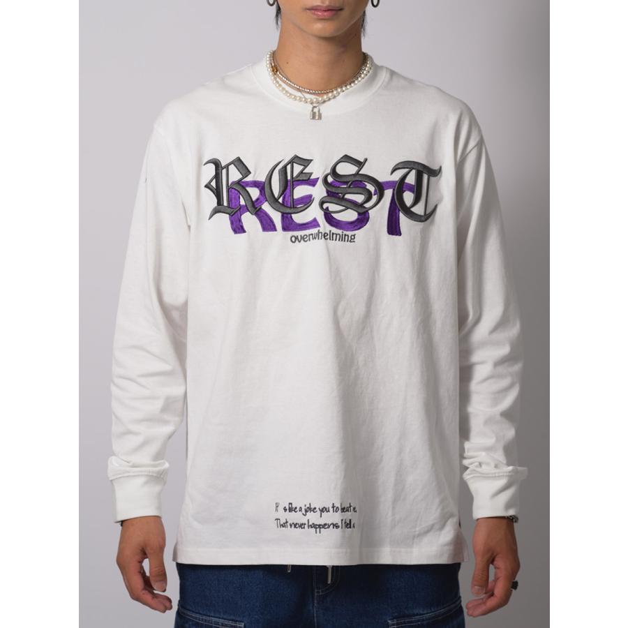 天竺刺繍ロングスリーブTシャツ メンズ ビッグシルエット オーバーサイズ ストリート系 韓国ファッション 韓国系 RE730 セブンサーティー | RE730 | 19