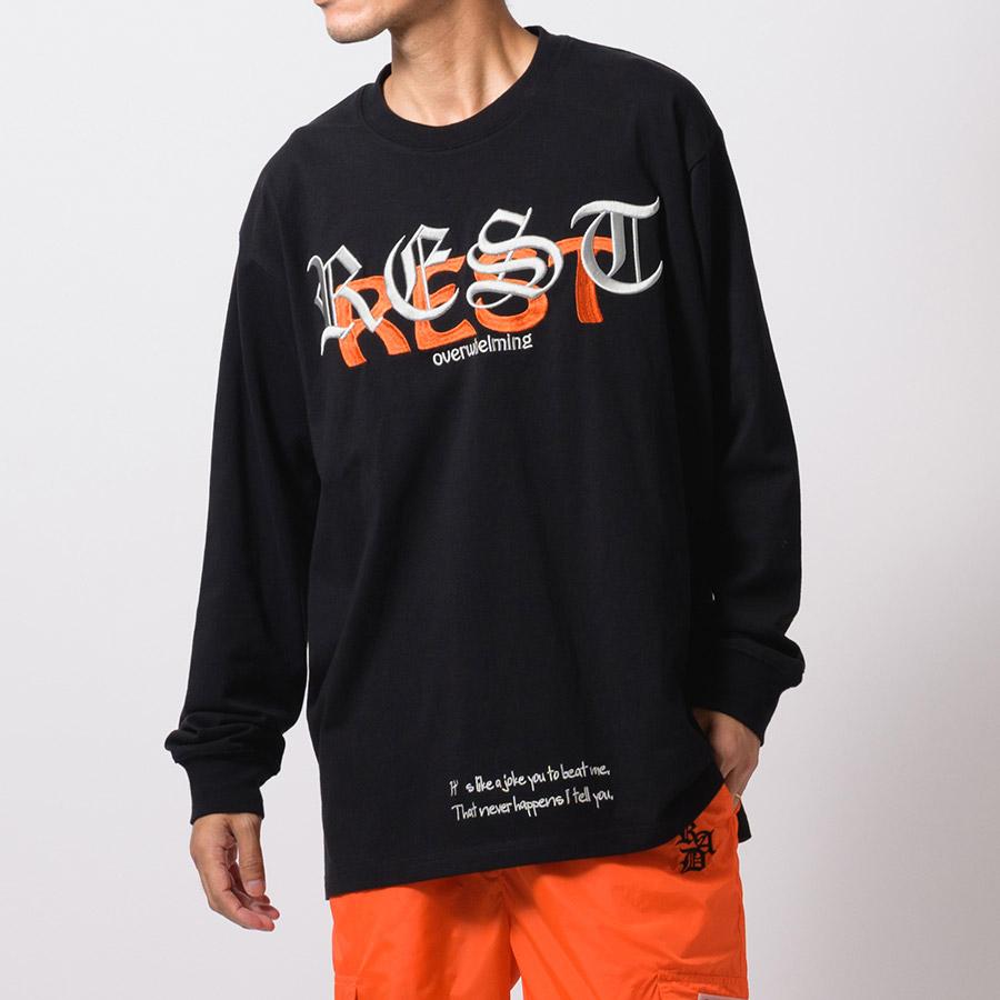 天竺刺繍ロングスリーブTシャツ メンズ ビッグシルエット オーバーサイズ ストリート系 韓国ファッション 韓国系 RE730 セブンサーティー | RE730 | 05