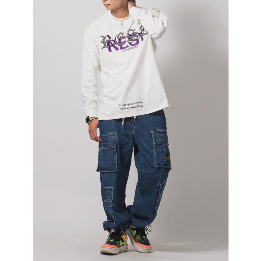 天竺刺繍ロングスリーブTシャツ メンズ ビッグシルエット オーバーサイズ ストリート系 韓国ファッション 韓国系 RE730 セブンサーティー | RE730 | 07