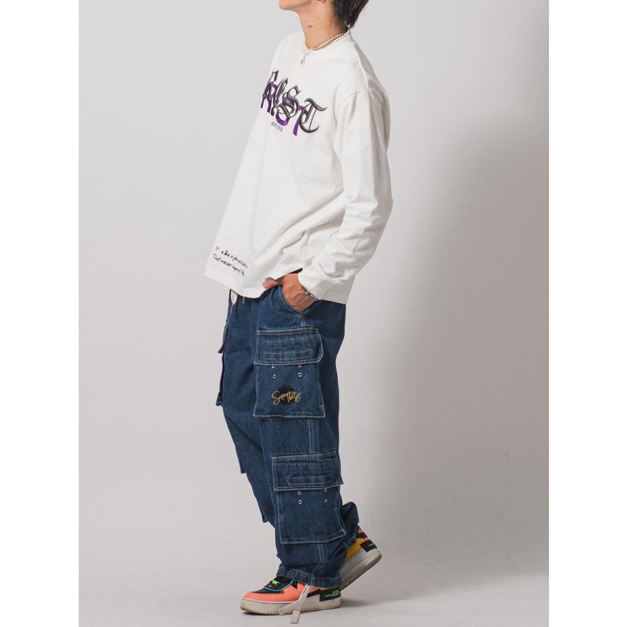 天竺刺繍ロングスリーブTシャツ メンズ ビッグシルエット オーバーサイズ ストリート系 韓国ファッション 韓国系 RE730 セブンサーティー | RE730 | 08