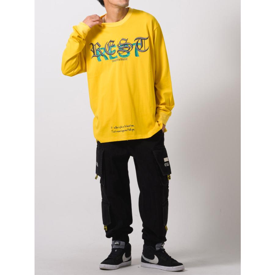 天竺刺繍ロングスリーブTシャツ メンズ ビッグシルエット オーバーサイズ ストリート系 韓国ファッション 韓国系 RE730 セブンサーティー | RE730 | 11