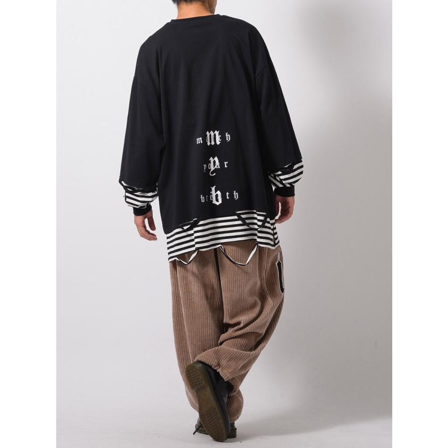 フェイクレイヤードロングスリーブTシャツ メンズ ビッグシルエット オーバーサイズ ストリート系 韓国ファッション 韓国系 RE730 セブンサーティー | RE730 | 13