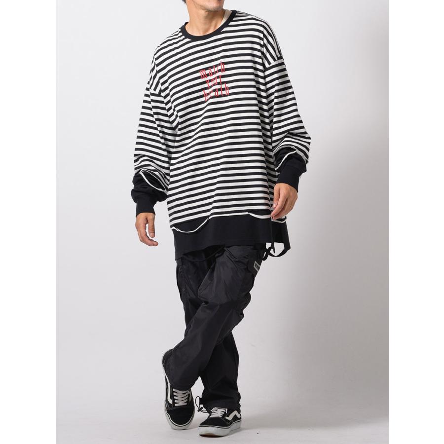 フェイクレイヤードロングスリーブTシャツ メンズ ビッグシルエット オーバーサイズ ストリート系 韓国ファッション 韓国系 RE730 セブンサーティー | RE730 | 14