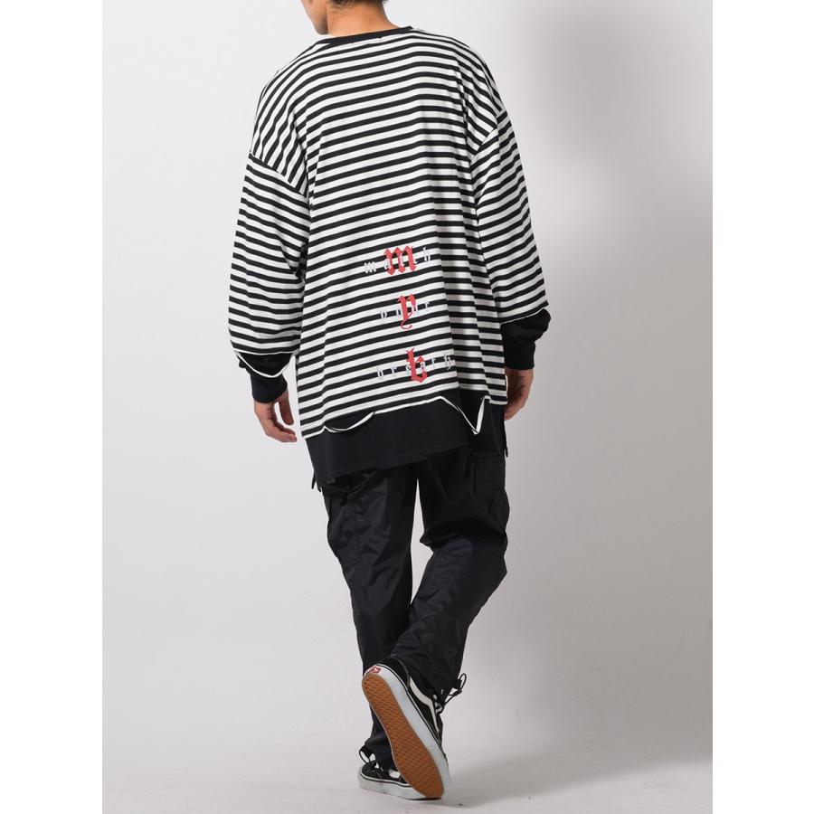 フェイクレイヤードロングスリーブTシャツ メンズ ビッグシルエット オーバーサイズ ストリート系 韓国ファッション 韓国系 RE730 セブンサーティー | RE730 | 16