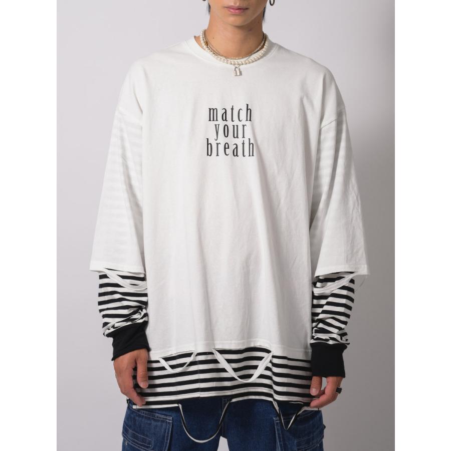 フェイクレイヤードロングスリーブTシャツ メンズ ビッグシルエット オーバーサイズ ストリート系 韓国ファッション 韓国系 RE730 セブンサーティー | RE730 | 17