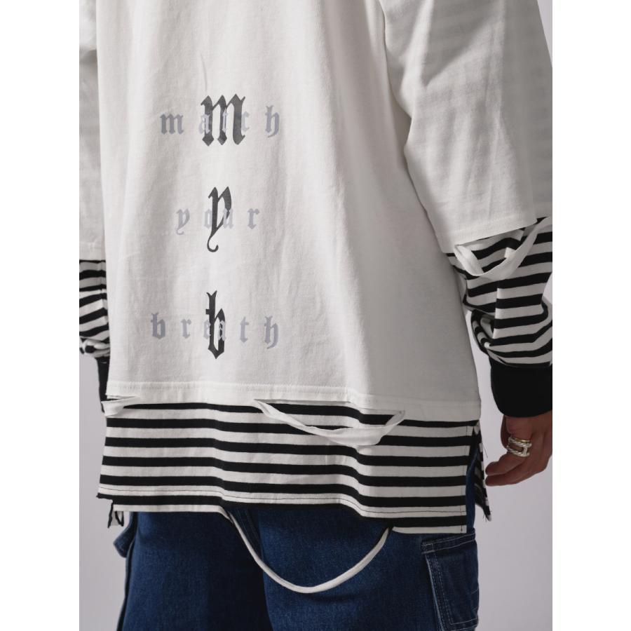 フェイクレイヤードロングスリーブTシャツ メンズ ビッグシルエット オーバーサイズ ストリート系 韓国ファッション 韓国系 RE730 セブンサーティー | RE730 | 21