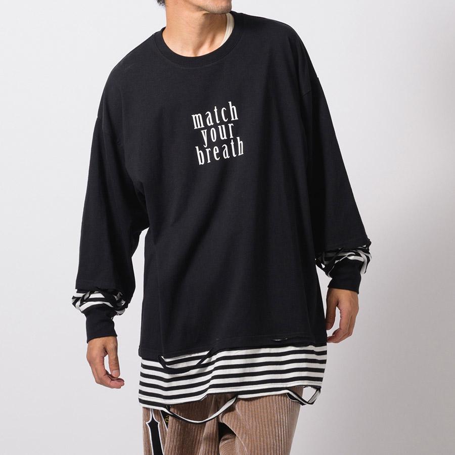 フェイクレイヤードロングスリーブTシャツ メンズ ビッグシルエット オーバーサイズ ストリート系 韓国ファッション 韓国系 RE730 セブンサーティー | RE730 | 04