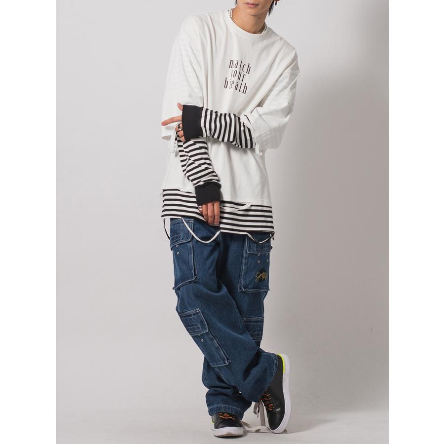フェイクレイヤードロングスリーブTシャツ メンズ ビッグシルエット オーバーサイズ ストリート系 韓国ファッション 韓国系 RE730 セブンサーティー | RE730 | 06