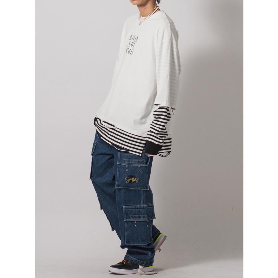 フェイクレイヤードロングスリーブTシャツ メンズ ビッグシルエット オーバーサイズ ストリート系 韓国ファッション 韓国系 RE730 セブンサーティー | RE730 | 08