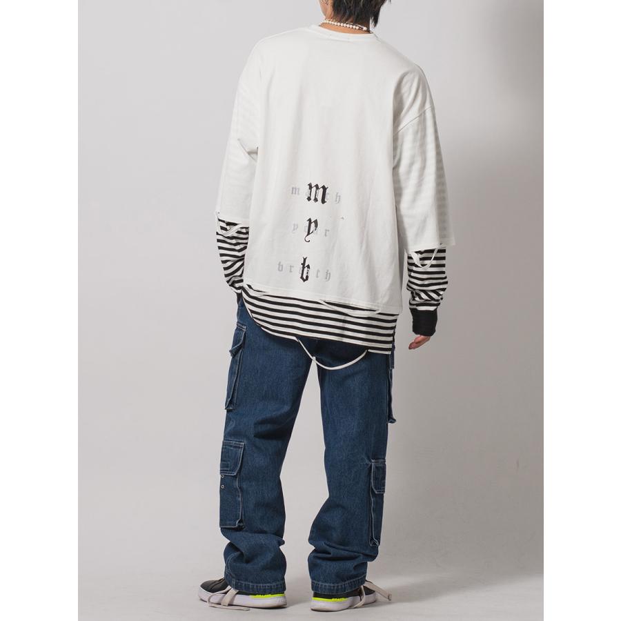 フェイクレイヤードロングスリーブTシャツ メンズ ビッグシルエット オーバーサイズ ストリート系 韓国ファッション 韓国系 RE730 セブンサーティー | RE730 | 09