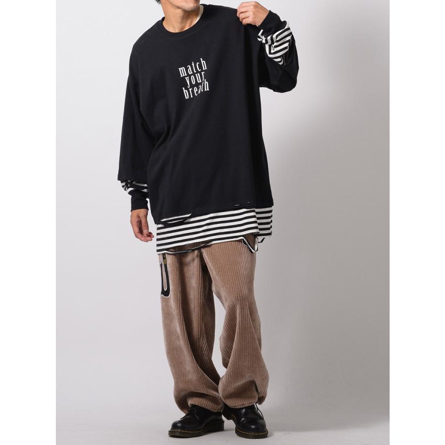 フェイクレイヤードロングスリーブTシャツ メンズ ビッグシルエット オーバーサイズ ストリート系 韓国ファッション 韓国系 RE730 セブンサーティー | RE730 | 11