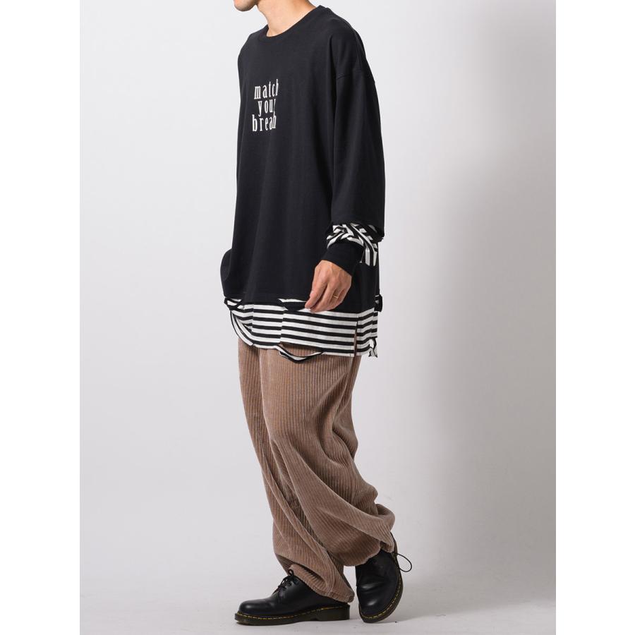 フェイクレイヤードロングスリーブTシャツ メンズ ビッグシルエット オーバーサイズ ストリート系 韓国ファッション 韓国系 RE730 セブンサーティー | RE730 | 12