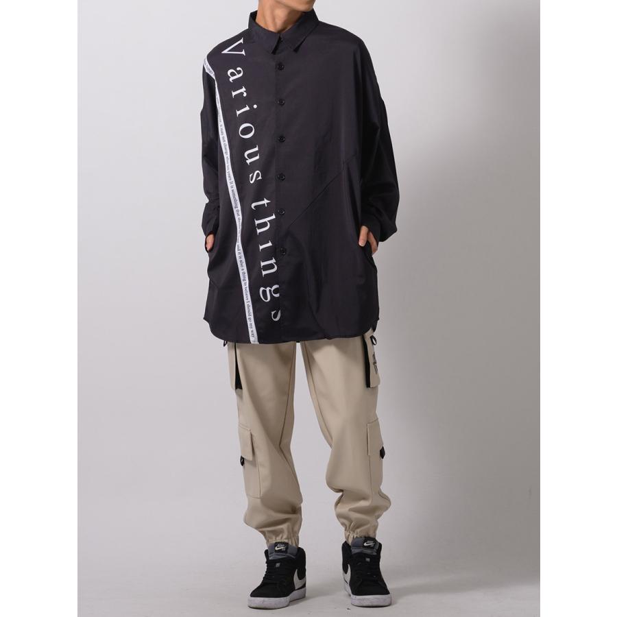 テープデザインドルマンシャツ メンズ ビッグシルエット オーバーサイズ ストリート系 韓国ファッション 韓国系 RE730 セブンサーティー | RE730 | 15