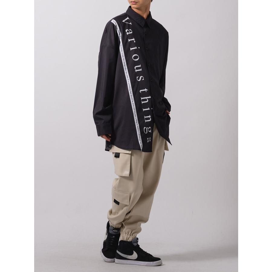 テープデザインドルマンシャツ メンズ ビッグシルエット オーバーサイズ ストリート系 韓国ファッション 韓国系 RE730 セブンサーティー | RE730 | 16