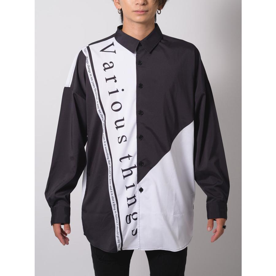 テープデザインドルマンシャツ メンズ ビッグシルエット オーバーサイズ ストリート系 韓国ファッション 韓国系 RE730 セブンサーティー | RE730 | 18