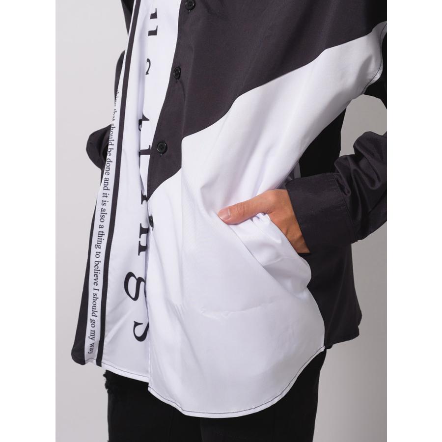 テープデザインドルマンシャツ メンズ ビッグシルエット オーバーサイズ ストリート系 韓国ファッション 韓国系 RE730 セブンサーティー | RE730 | 19