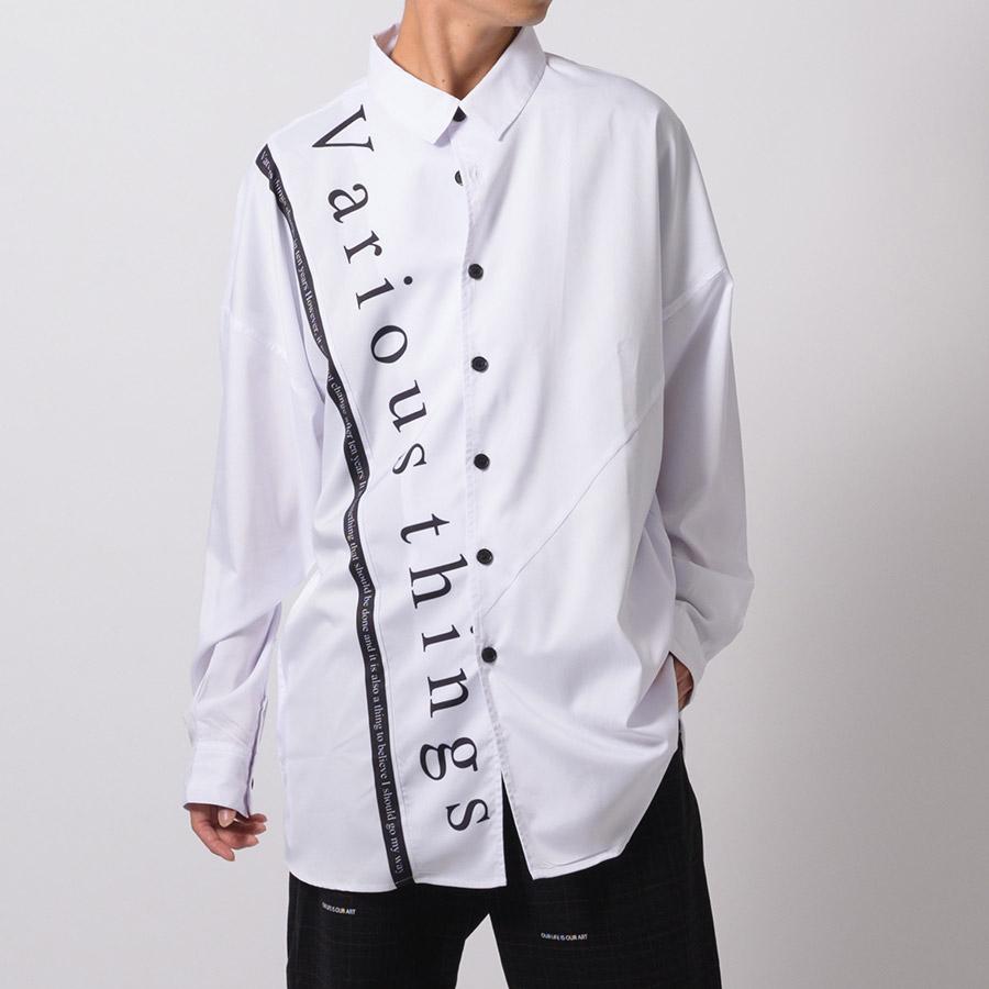 テープデザインドルマンシャツ メンズ ビッグシルエット オーバーサイズ ストリート系 韓国ファッション 韓国系 RE730 セブンサーティー | RE730 | 04