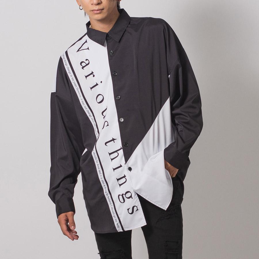 テープデザインドルマンシャツ メンズ ビッグシルエット オーバーサイズ ストリート系 韓国ファッション 韓国系 RE730 セブンサーティー | RE730 | 05