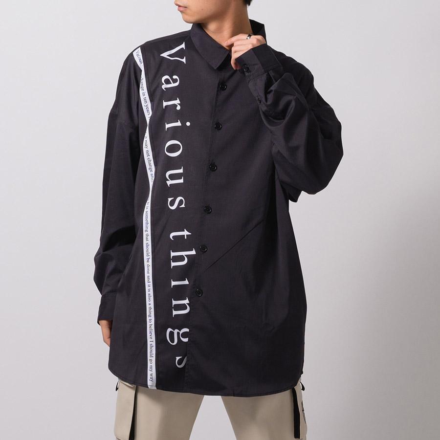 テープデザインドルマンシャツ メンズ ビッグシルエット オーバーサイズ ストリート系 韓国ファッション 韓国系 RE730 セブンサーティー | RE730 | 06