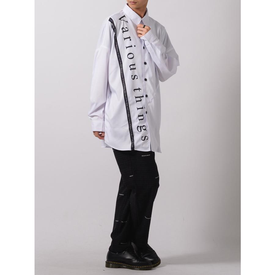 テープデザインドルマンシャツ メンズ ビッグシルエット オーバーサイズ ストリート系 韓国ファッション 韓国系 RE730 セブンサーティー | RE730 | 09