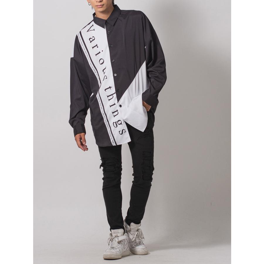 テープデザインドルマンシャツ メンズ ビッグシルエット オーバーサイズ ストリート系 韓国ファッション 韓国系 RE730 セブンサーティー | RE730 | 11