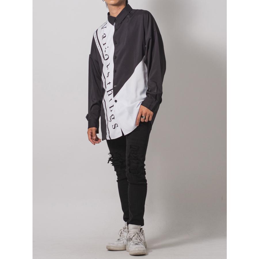 テープデザインドルマンシャツ メンズ ビッグシルエット オーバーサイズ ストリート系 韓国ファッション 韓国系 RE730 セブンサーティー | RE730 | 12