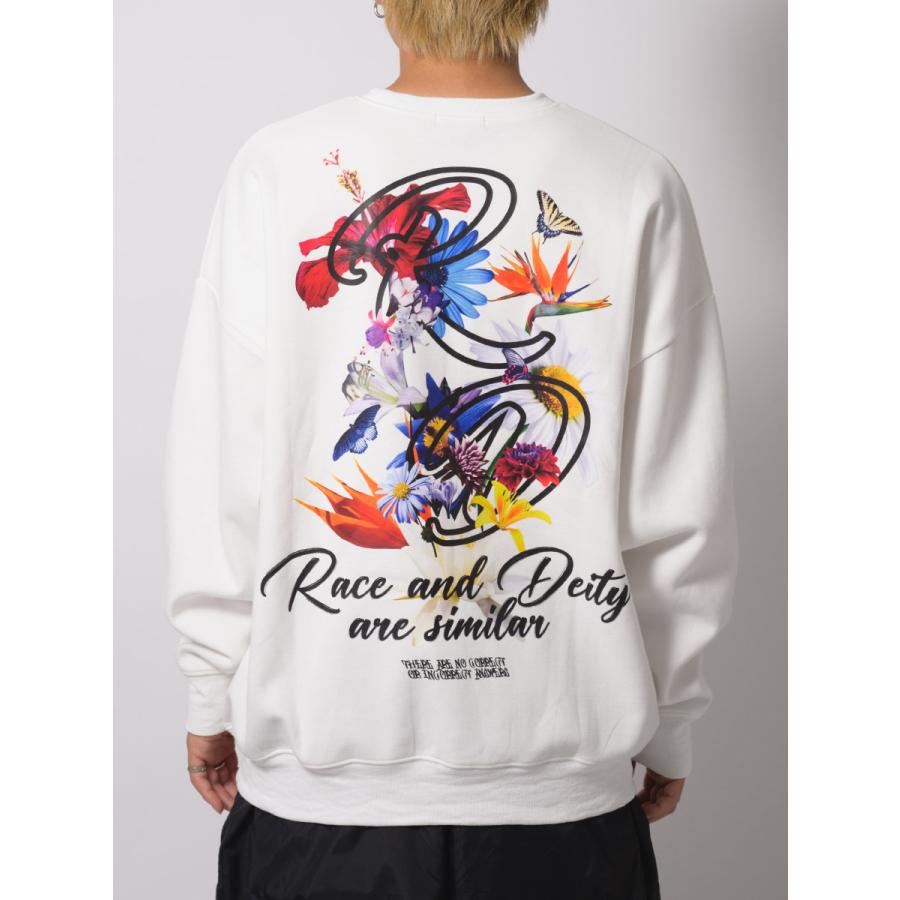 フラワーコラージュワイドトレーナー メンズ ビッグシルエット オーバーサイズ ストリート系 韓国ファッション 韓国系 RE730 セブンサーティー | RE730 | 18