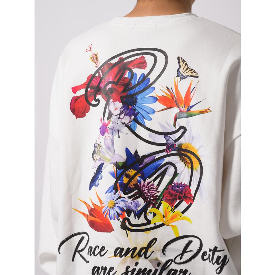 フラワーコラージュワイドトレーナー メンズ ビッグシルエット オーバーサイズ ストリート系 韓国ファッション 韓国系 RE730 セブンサーティー | RE730 | 19