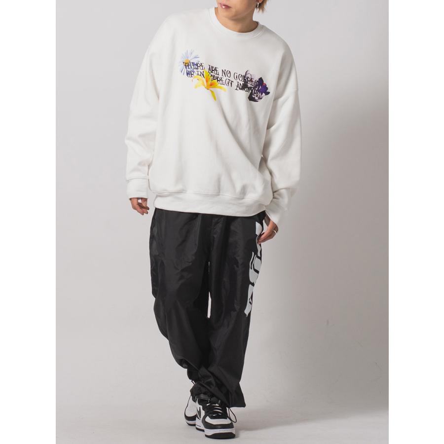 フラワーコラージュワイドトレーナー メンズ ビッグシルエット オーバーサイズ ストリート系 韓国ファッション 韓国系 RE730 セブンサーティー | RE730 | 05